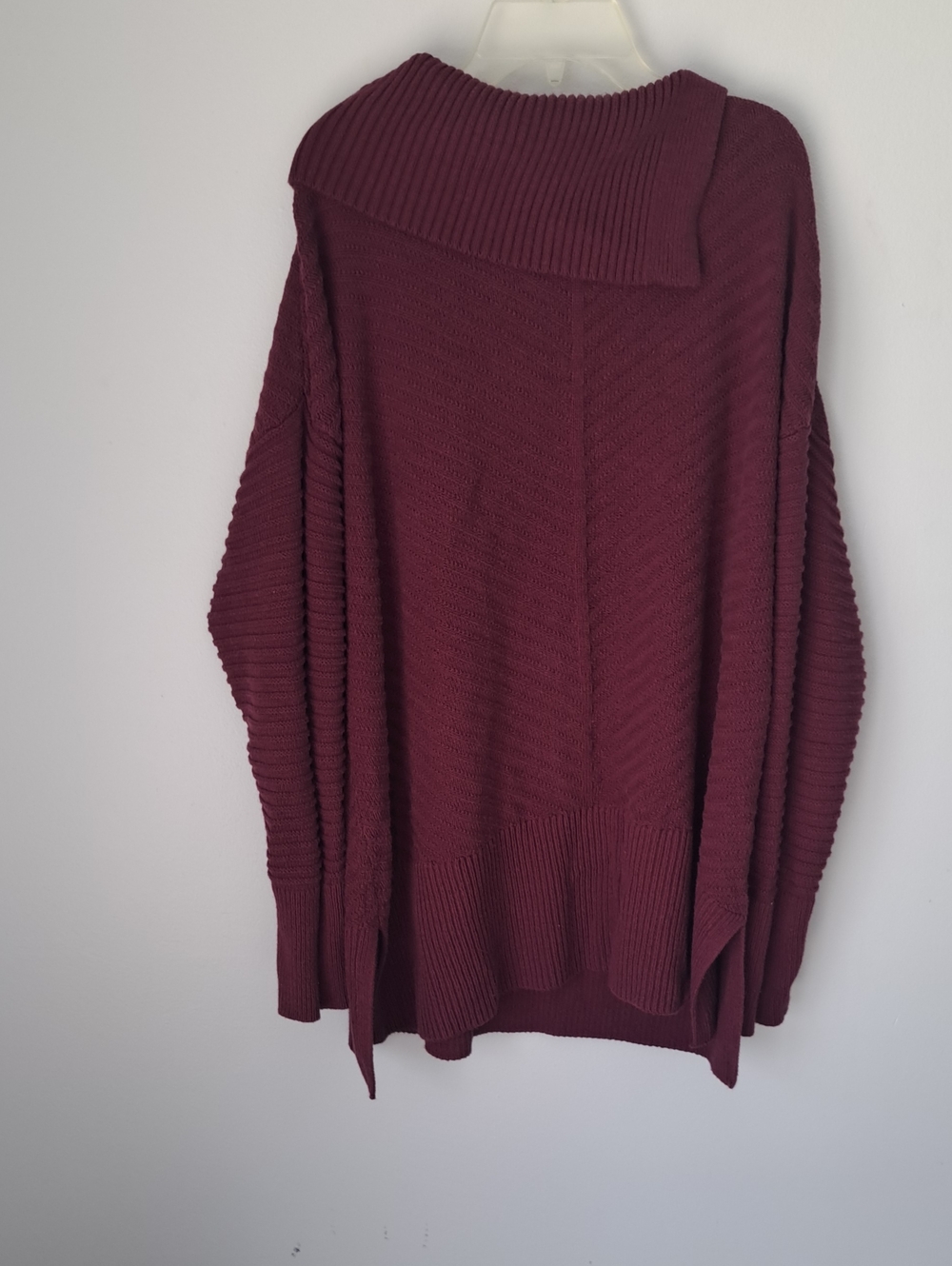 Style & Co. Ribbed Fold-Over Collar Sweater in Burgundy